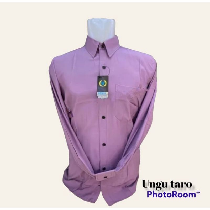 Wendya.t kemeja pria warna ungu taro/kemeja polos lengan panjang