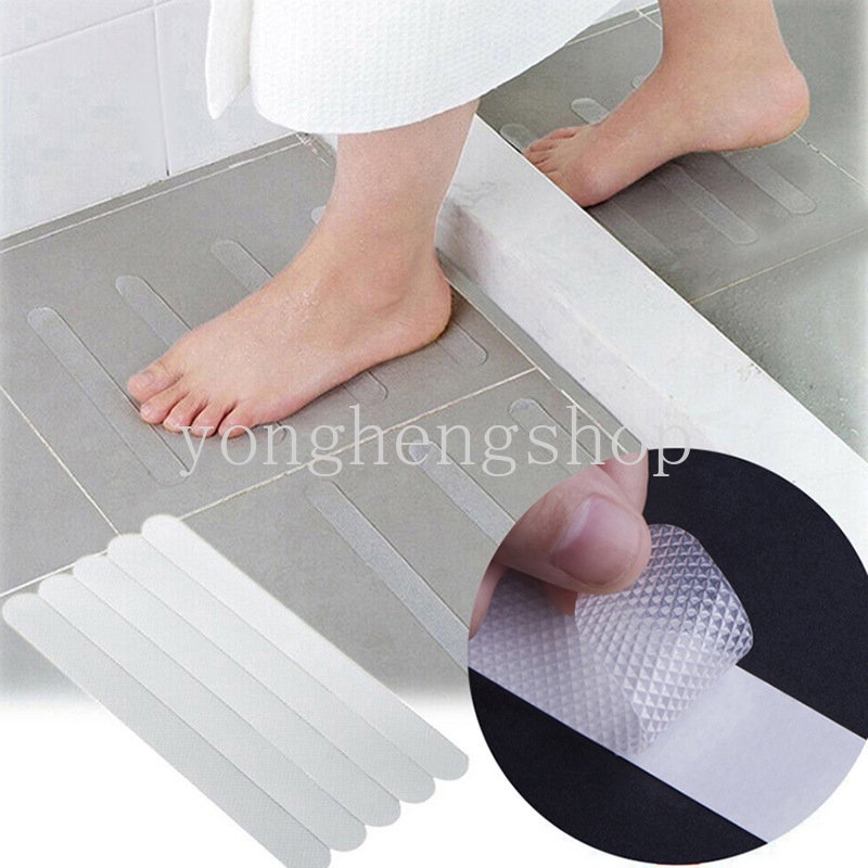 10 /12/20pcs Round Snowflake Shaped Bathtub Sticker Kamar Mandi Anti Slip Stiker Lantai Tangga Steps Strip Tape Anti Selip Transparan Kamar Mandi Shower Mat