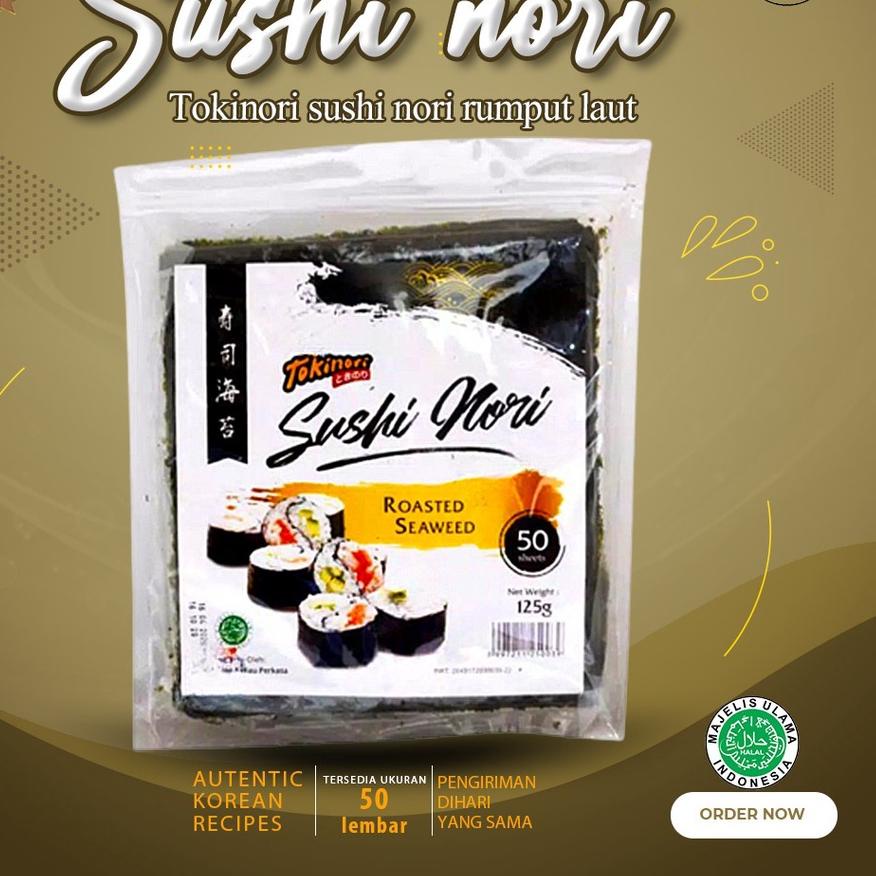 

✹ Tokinori 50 Set Halal Sushi/Kimbab 50 Lembar Rumput Laut Sushi Kimbab ☞