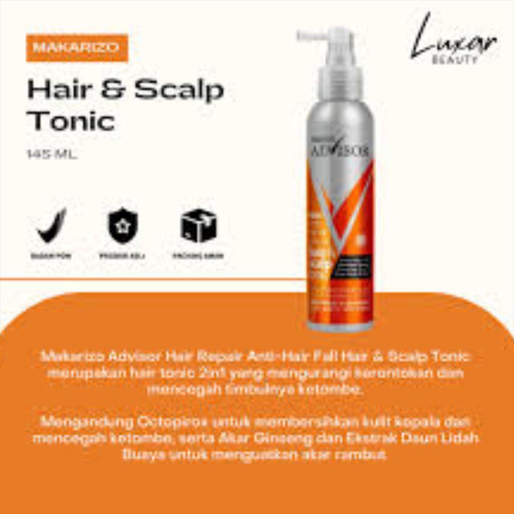 Makarizo Advisor Hair &amp; Scalp Tonic 145mL |  Perawatan Rambut Rontok dan Ketombe | Anti Hair Fall