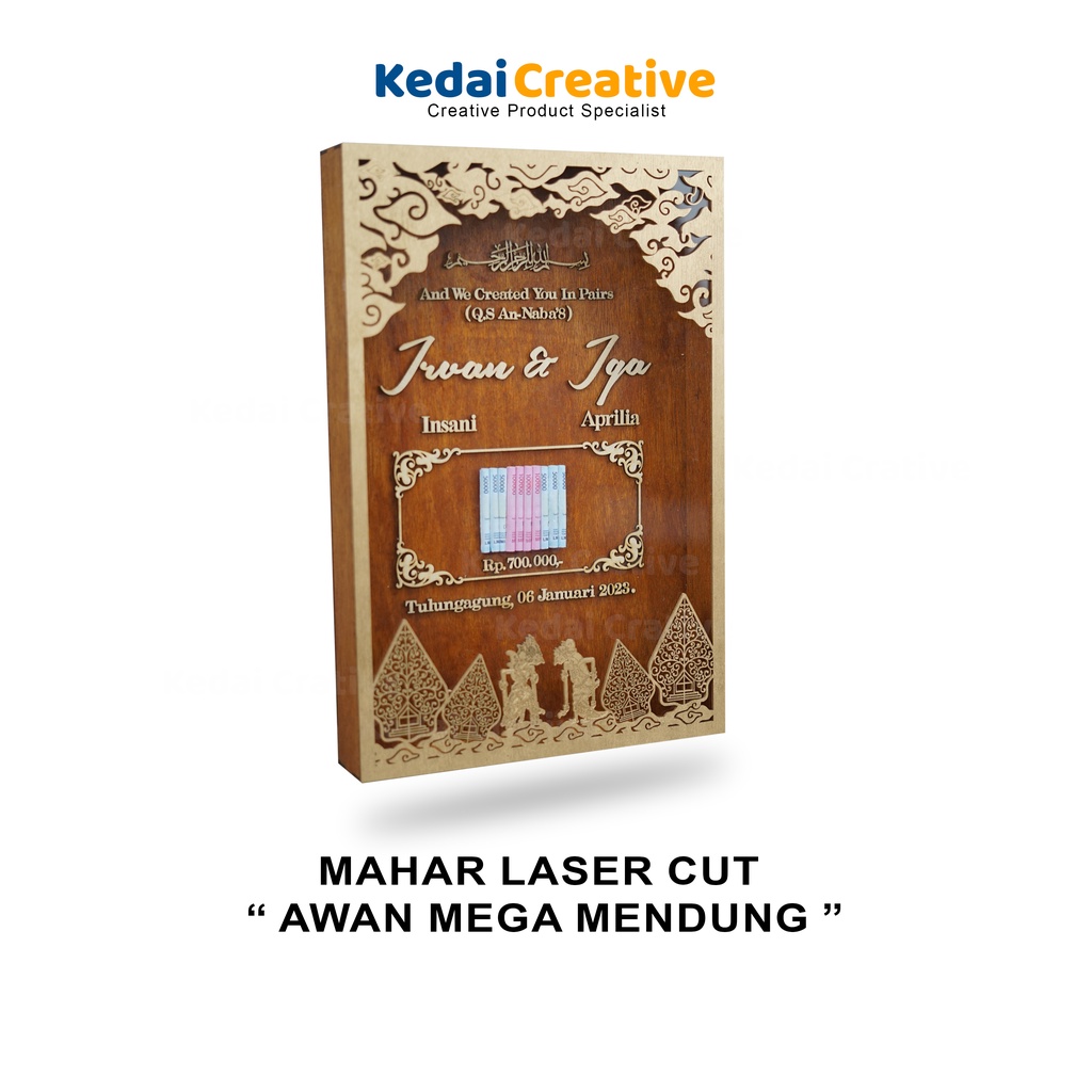 Kedaicreative Mahar Laser Cutting / Bingkai Mahar / Mahar Pernikahan Jawa / Mahar Pernikahan Islami 