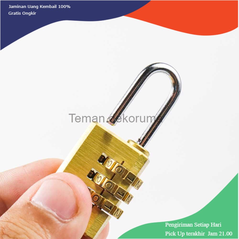 TD - TRV KAK Gembok Koper Padlock 3 Digit Combination Solid Brass 21x53mm - MMS15