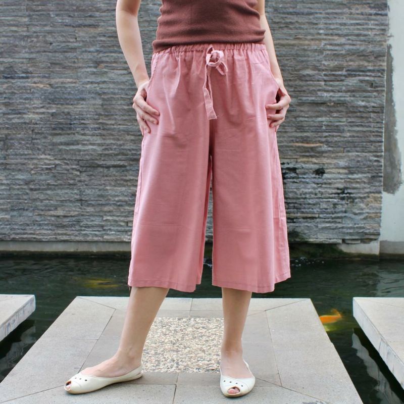 Celana 7/8 Katun Rami Santai Pinggang Karet