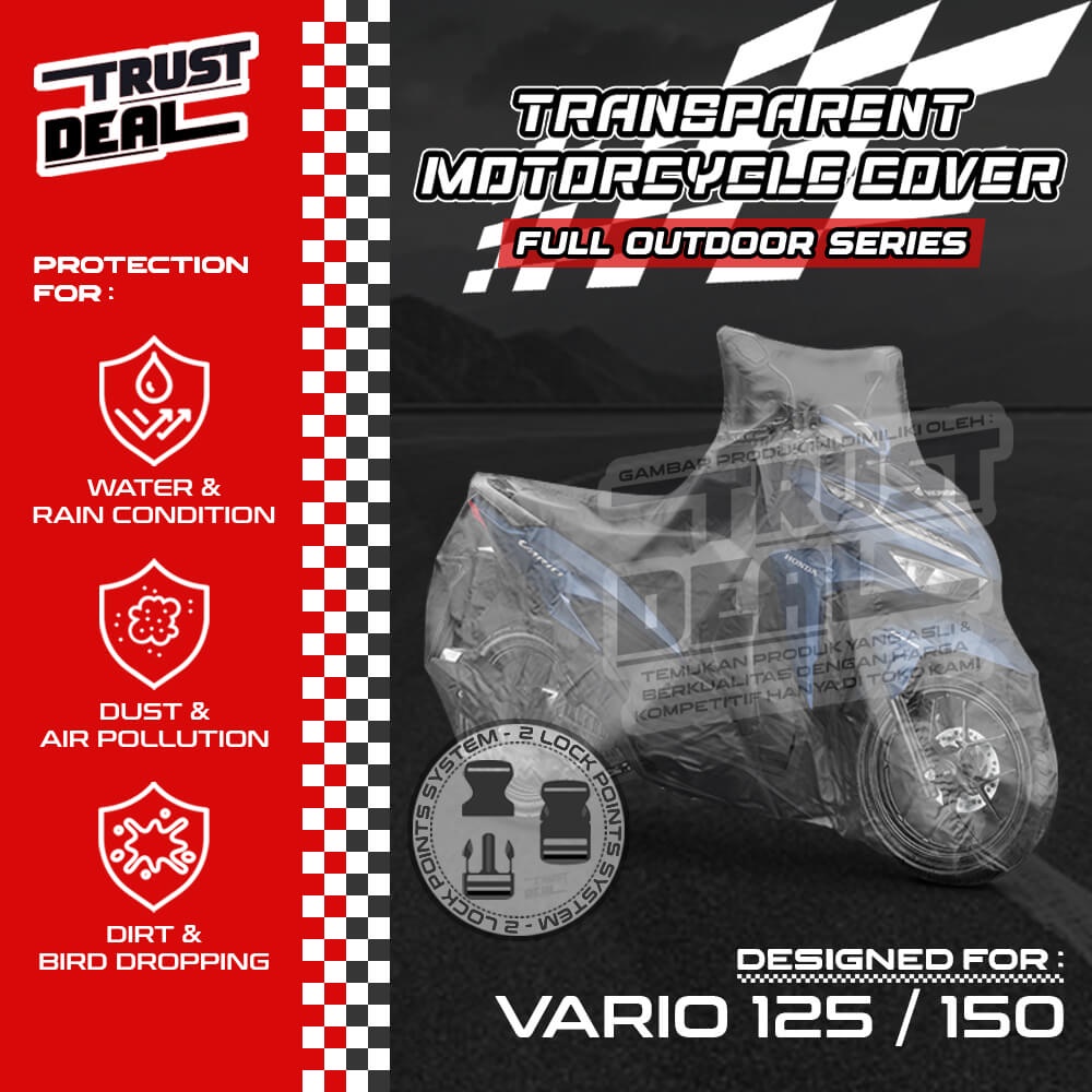 Sarung Cover Motor Plastik Transparan HONDA VARIO 125 150 Selimut Penutup TEBAL Anti Air