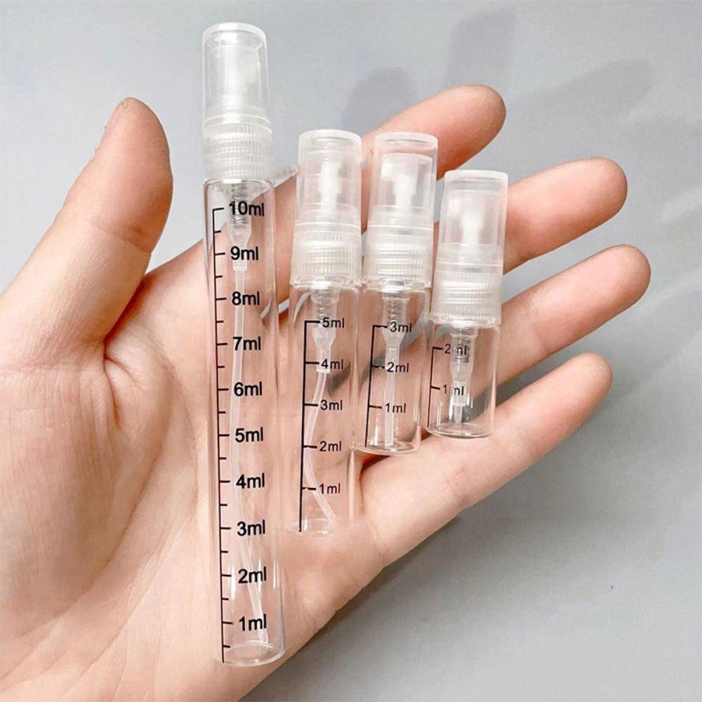 Rebuy Botol Kaca Dengan Skala Mini Transparan Wadah Kosmetik Mist Sample Vial Alat Makeup Spray Bottle