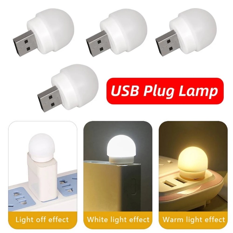 Lampu Colokan USB Tahan Lama Komputer Ponsel Power Charging Lampu Buku Kecil LED Pelindung Mata Lampu Baca Mini Bulat Lampu Malam
