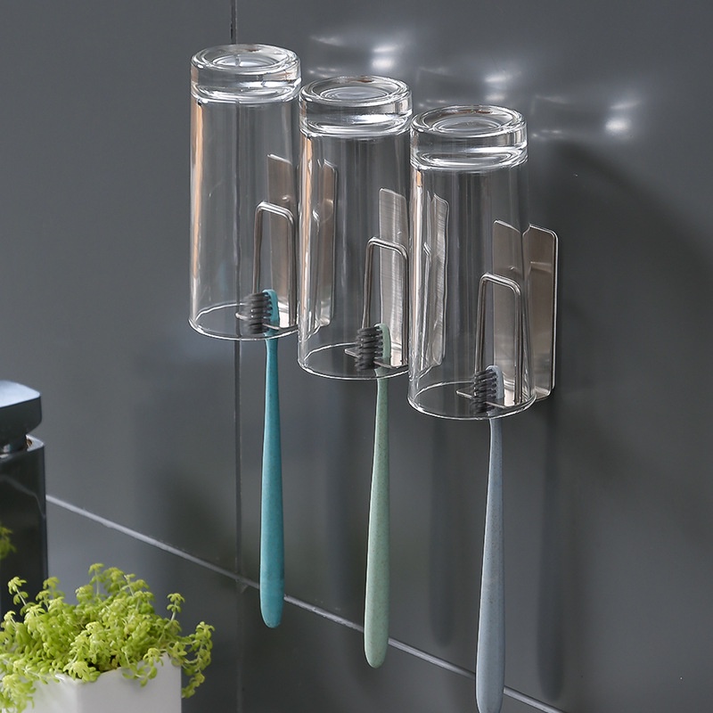 Beban Kuat Bearing Organizer Alat Tempel Dinding Stainless Steel Kait Cangkir Sikat Gigi Drainase Rak Handuk Kalung Kunci Tempat Barang Hemat Tempat Finishing Rak
