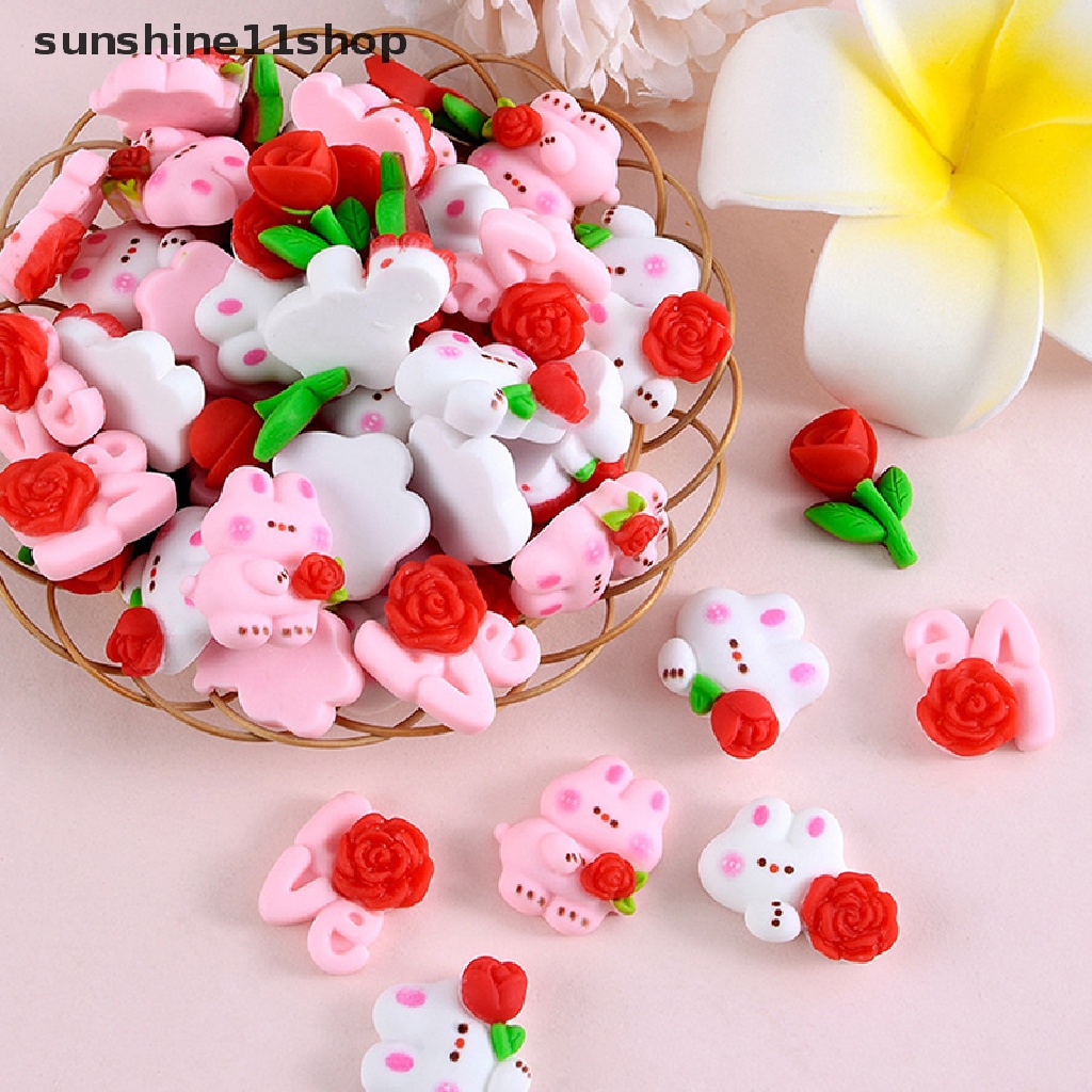 Sho 10pcs Baru Lucu Mini Kartun Hewan Kelinci Flatback Resin Cabochons Scrapbook Diy Perhiasan Dekorasi Kerajinan Aksesoris N