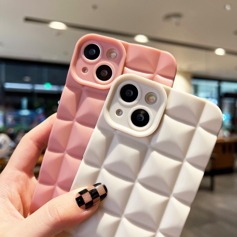 Classical Lavley Lattice Softcase Apple Ip IPhone 6S 7 8 Plus7 +8+ XR XS Max 11 Pro Max Casing Ponsel Simple Wanita Cewek