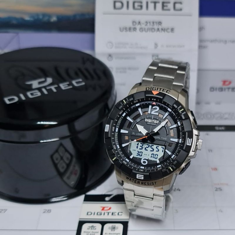 Jam Tangan Pria Analog DIGITEC DA-2131R Rantai Double Time Original