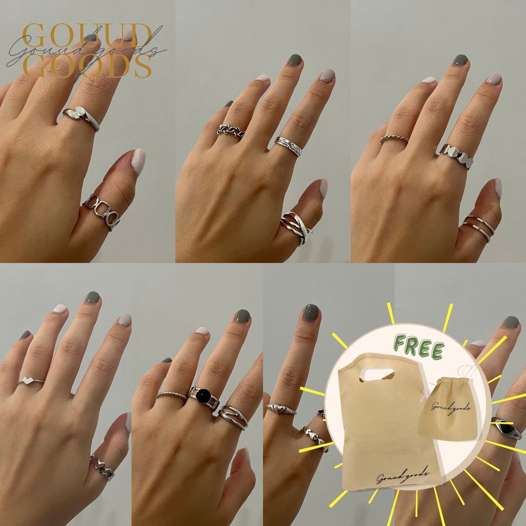 Silver Ring Set / Cincin Bohemian / Metal Ring set / Cincin Batu Hitam Perak / Cincin Pria / Ring set