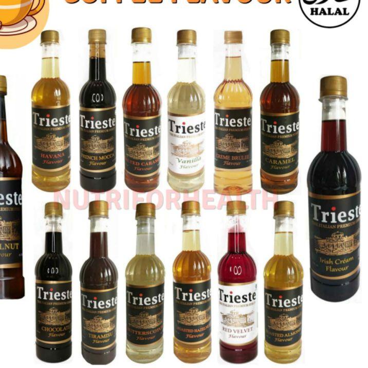 

➮ (650ml) Trieste Syrup HALAL Caramel Creme Brulee Hazelnut Almond Red Velvet Butterscoth Mocca Coklat ☑