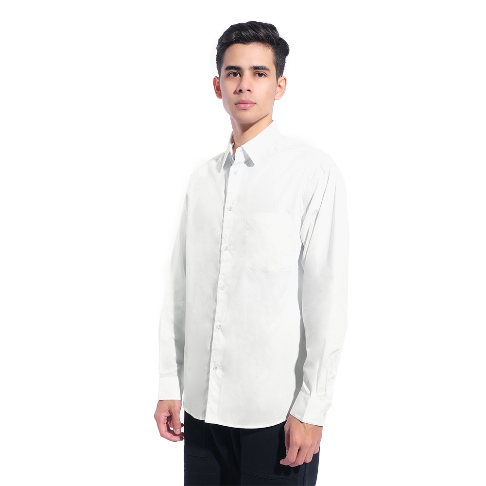 H&amp;M Relaxed Fit Cotton Long Sleeve Shirt Ivory White