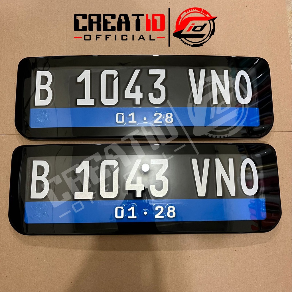 Plat Nomor Mobil Listrik Akrilik Cembung - Font Baru