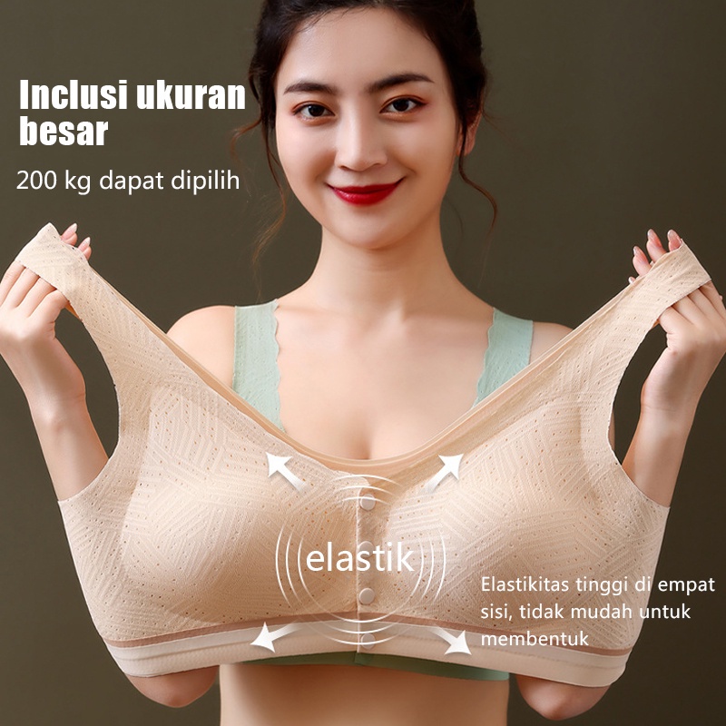 Seamless Bra Menyesui Kancing Depan Katun Renda Mulus Bra B1052