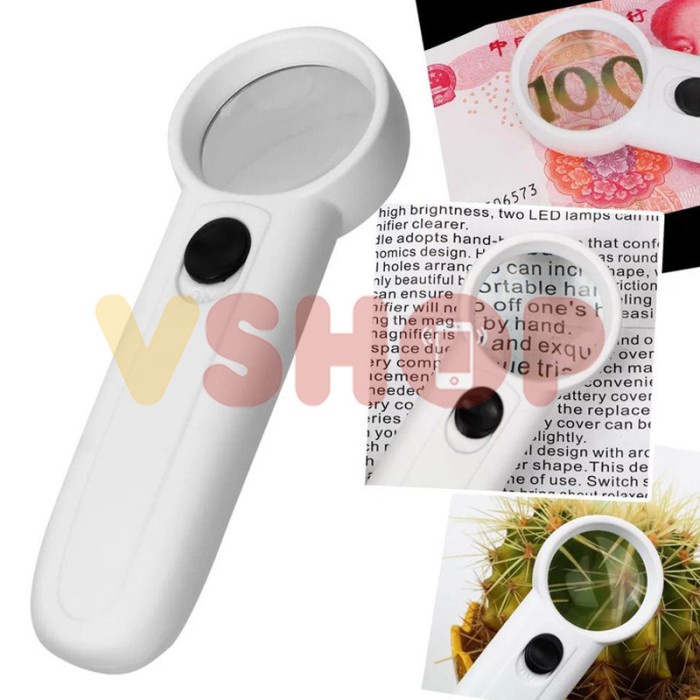 

5X Hand-Hold Magnifier Glass - Kaca Pembesar Led Mg6B-3 #Original