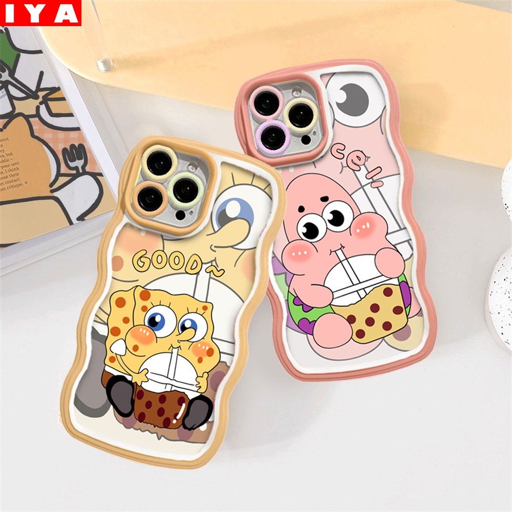 Case Realme 10 C30 C31 C35 C21Y C25Y RealmeC11 2021 C15 C25 C17 C12 C3 C2 Realme 8i 7i 5 5i 6i 7 Pro Cute Wave Edge Bubble tea SpongeBob Dan Patrick Star Kreatif TPU Phone Cover