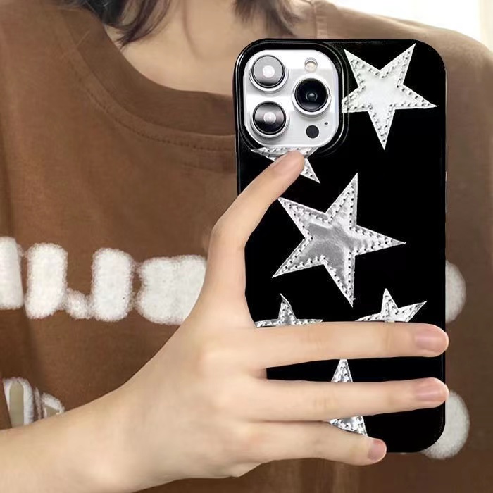 IPHONE Ins Bintang Perak Cocok Untuk Iphone14 14pro 14plus 13 13mini 13pro 13prm iPhone12 7Plus 8Plus Xr XS 13 12mini Pro Max Empat Sudut Casing Ponsel Tahan Guncangan