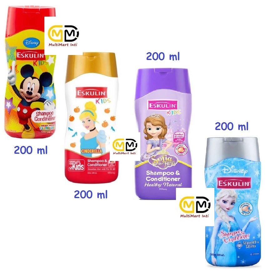 Multimart Inti - Paket Eskulin Kids Shampoo Conditioner (Mickey, Cinderella, Sofia, Elsa)