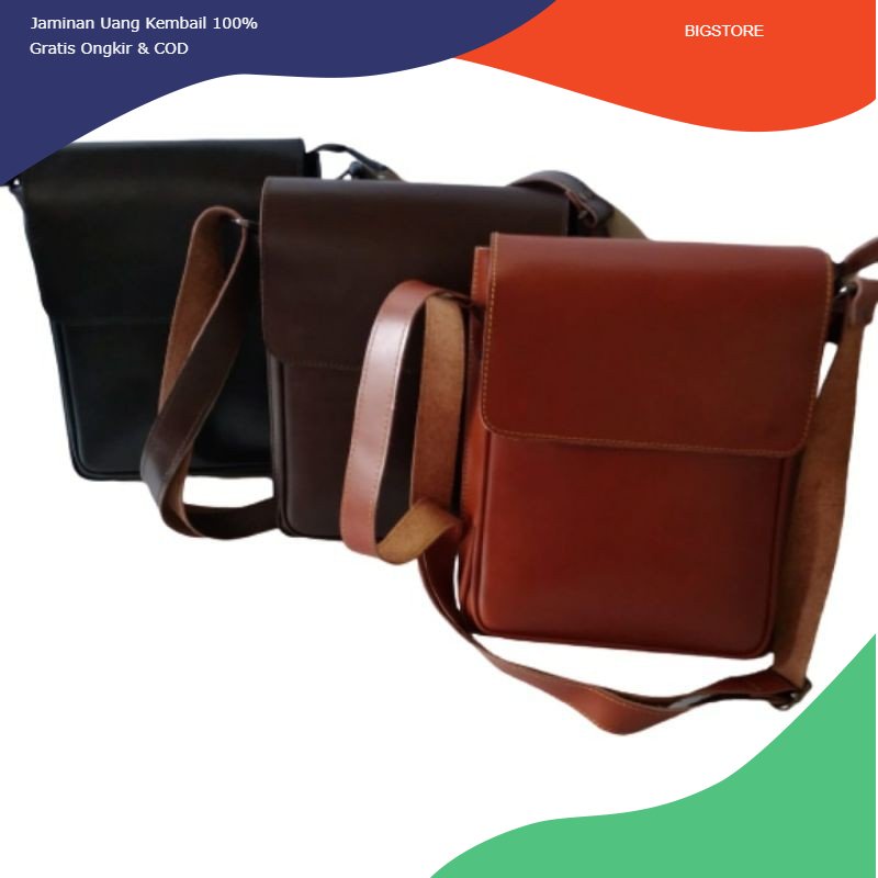 Tas Selempang kerja kantor laki laki tas Pria wanita Kulit Asli Sapi Original Pull up cowok pundak