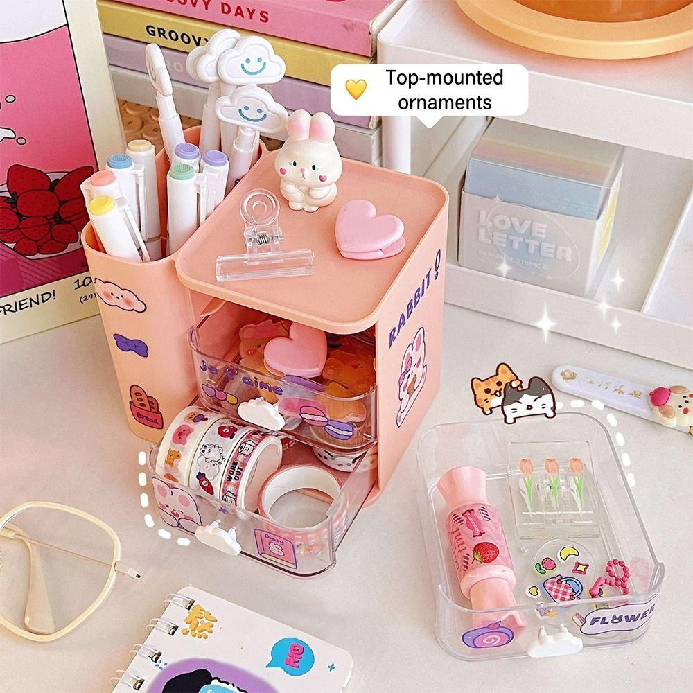 R-flower Pen Holder Kotak Pensil Multifungsi Kapasitas Besar Desktop Organizer