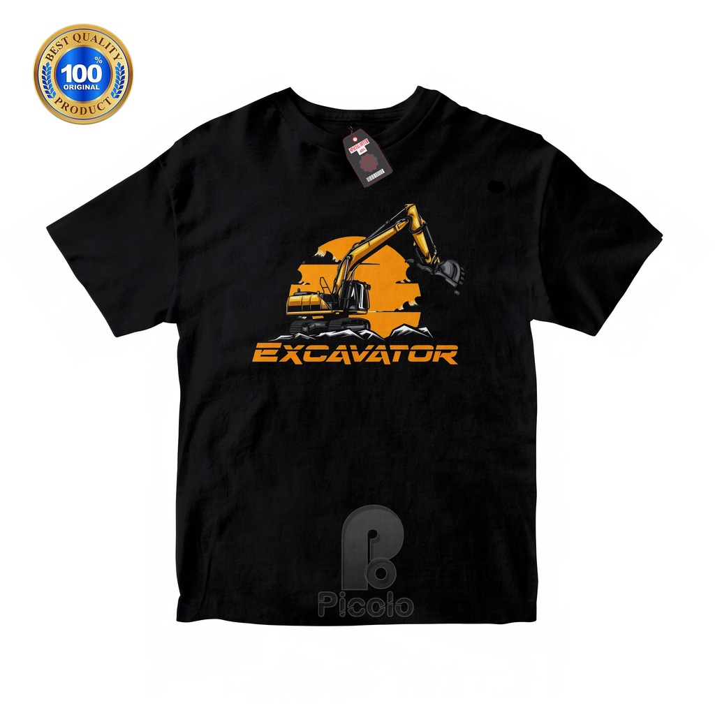 (FREE NAMA) BAJU KAOS ATASAN ANAK MOTIF EXCAVATOR UNISEX Bahan COTTUN