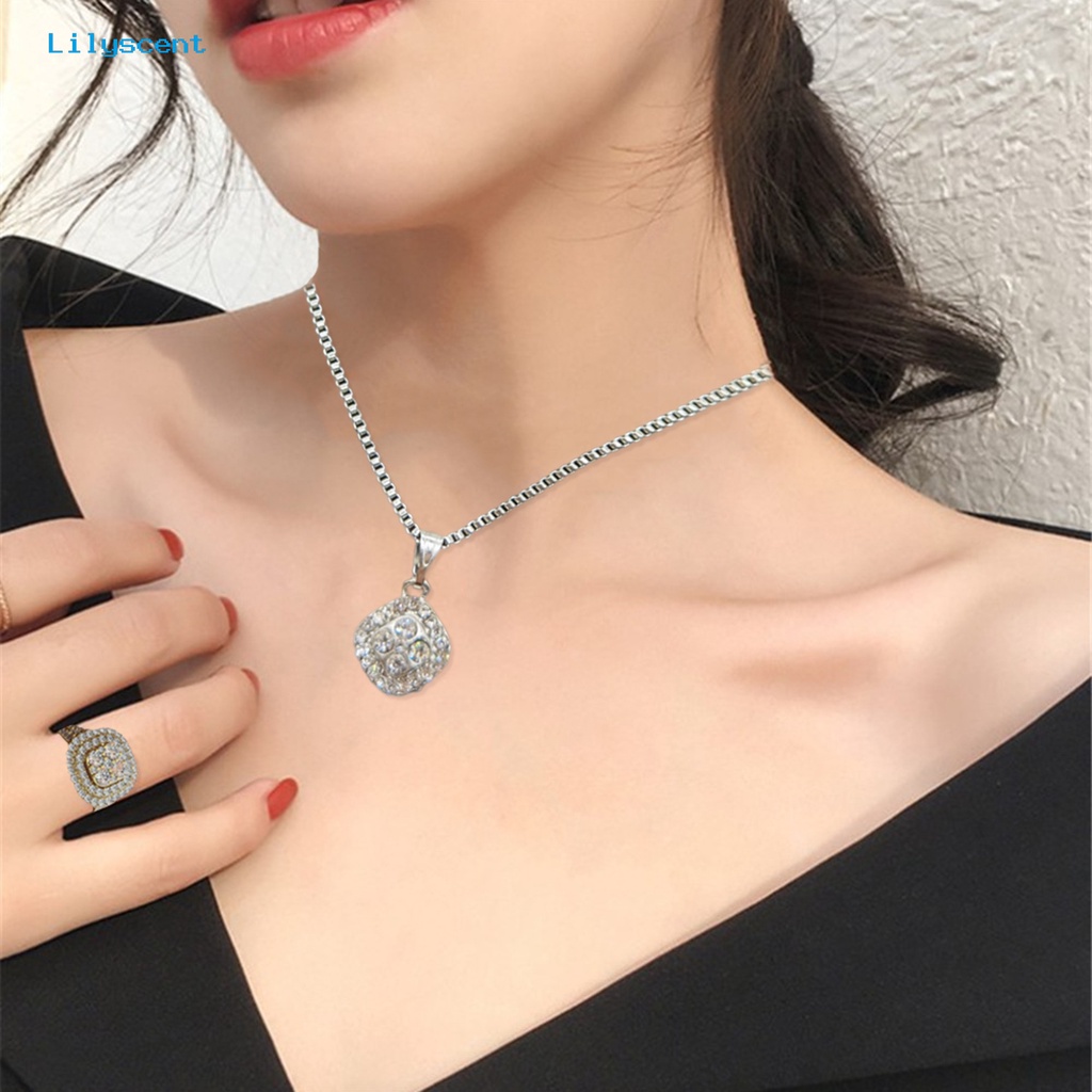 [LS] 3 Pcs/Set Cincin Pengantin Electroplating Bentuk Geometris Mengkilap Mewah Menawan Dress Up Pengerjaan Halus Gaun Pernikahan Berlian Imitasi Stud Anting Kalung Set Perhiasan Aksesori