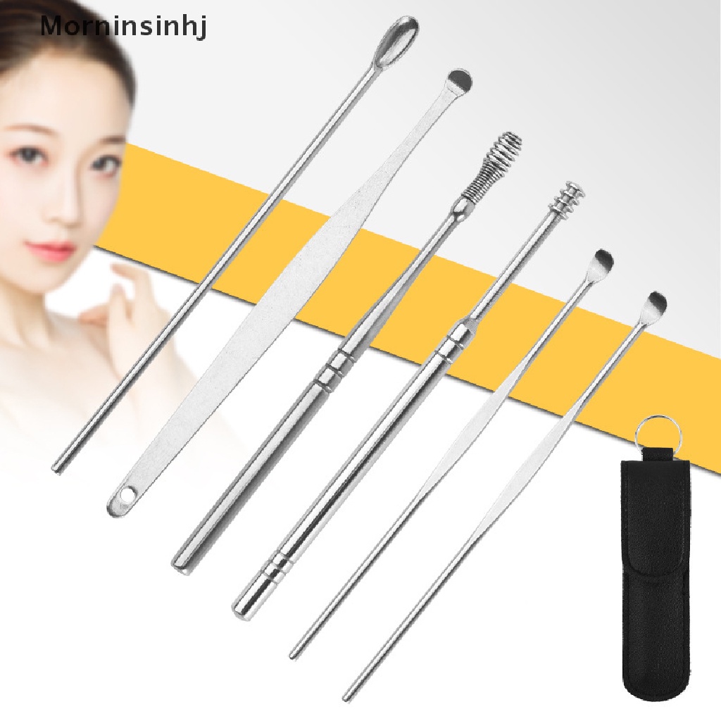 Mornin 6PCS/Set Ear Wax Pickers Earpick Wax Remover Sendok Kuret Telinga Alat Pembersih Telinga id