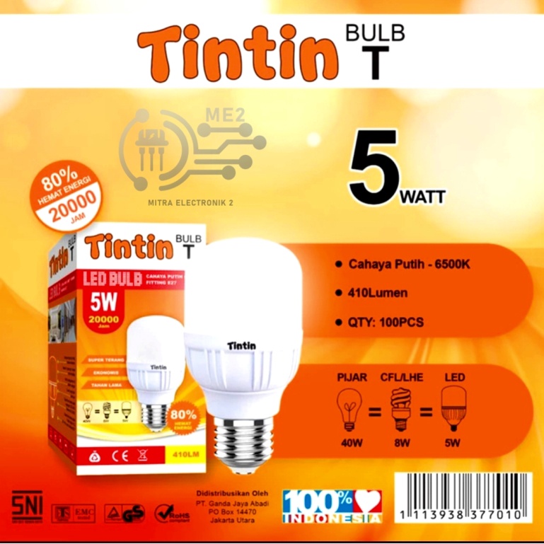 Bohlam Lampu Led Murah Terang Tintin 5 10 15 20 watt SNI super ekonomis