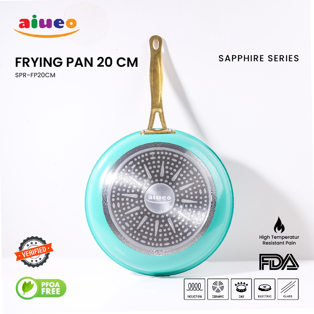 Penggorengan Anti Lengket - Frying Pan 20Cm Marble Frying Plate Anti Lengket- Teflon Bulat Stainless Steel Serbaguna