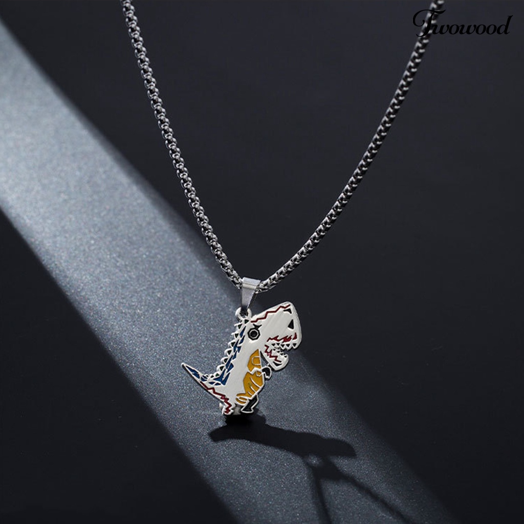 Twowood Sweater Kalung Geometris Hewan Liontin Electroplating Anti-Karat Leher Ornamen Tahan Luntur Punk Lucu Dinosaurus Rantai Kalung Perhiasan Aksesori