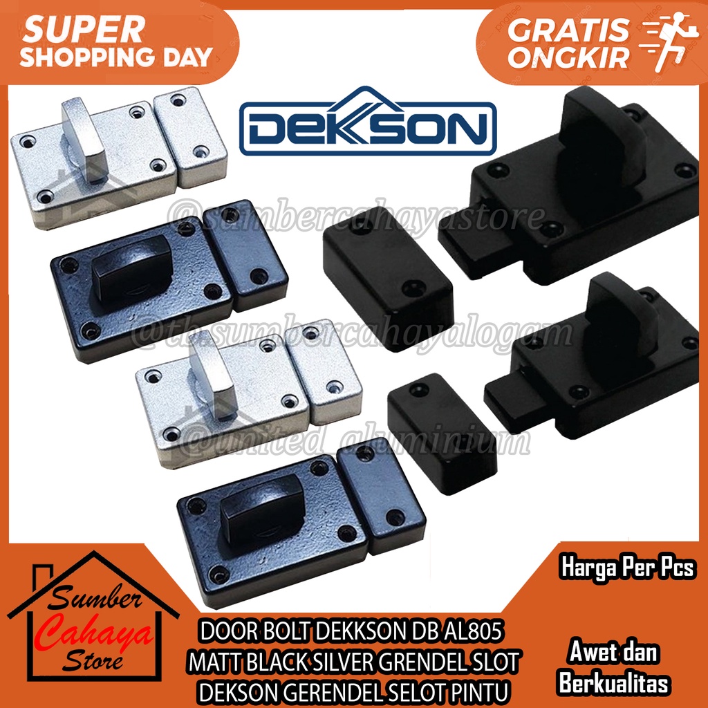 Dekkson Door Bolt Db Al805 Matt Black Silver Grendel Slot Dekson Gerendel Alumunium Aluminium Selot 