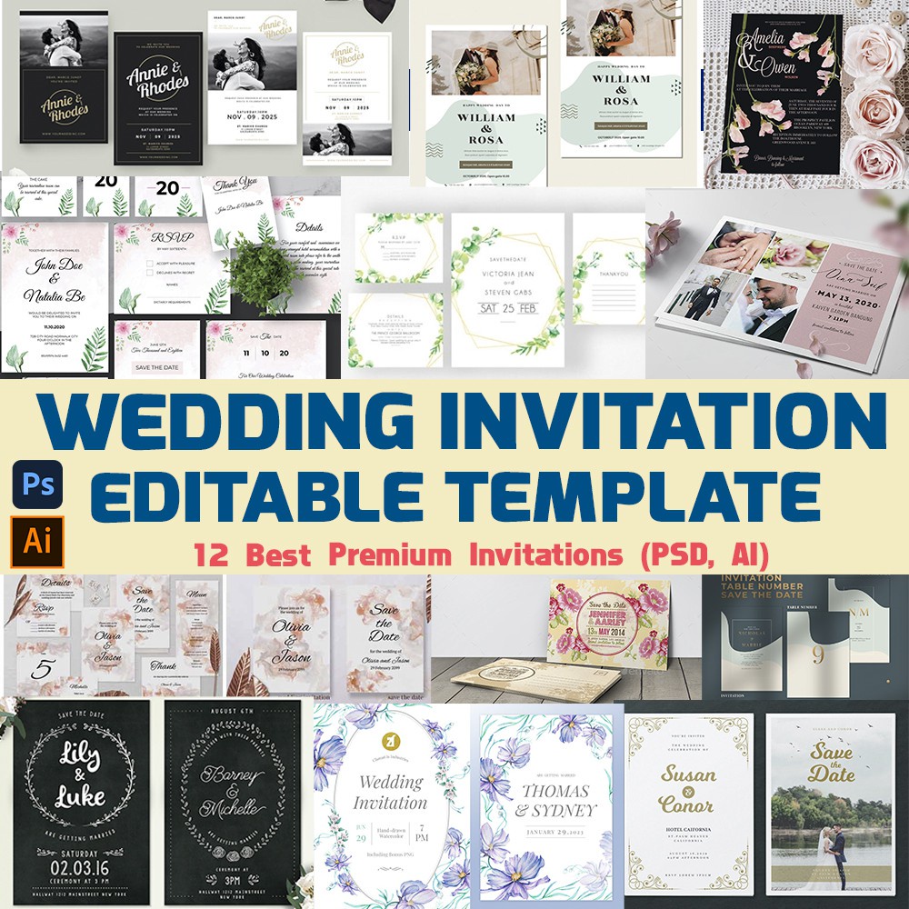 

NS 12 Wedding Invitation Editable Template Various Format