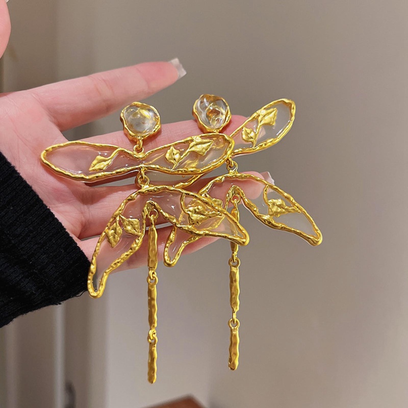 Anting Vintage Metal Geometris Capung Butterfly Earrings Panjang Rumbai Stud Earrings Untuk Perhiasan Wanita Berkualitas Tinggi