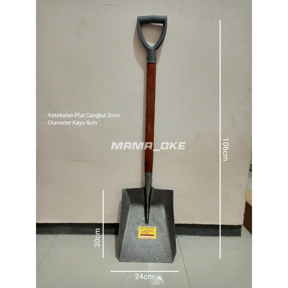 Sekop Crocodile Gagang Kayu Coating Hammertone