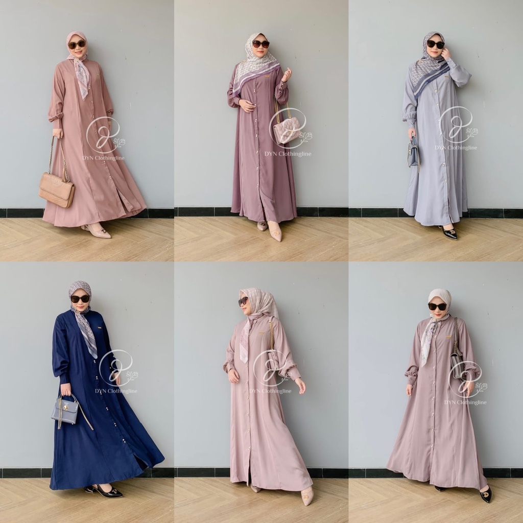 [FREE MASKER AR] Gamis Polos Full Kancing Premium TERLARIS Dress Polos Simple Kekinian ARLETA DRESS by DYN Clothingline Gamis Muslimah Polos GRATIS MASKER AR RAFI