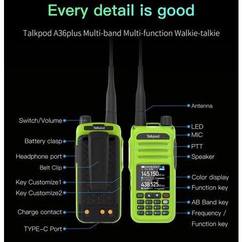 TALKPOD A36 PLUS A36P MULTI BAND HT AIRBAND VHF UHF 350 400 Mhz A36 P