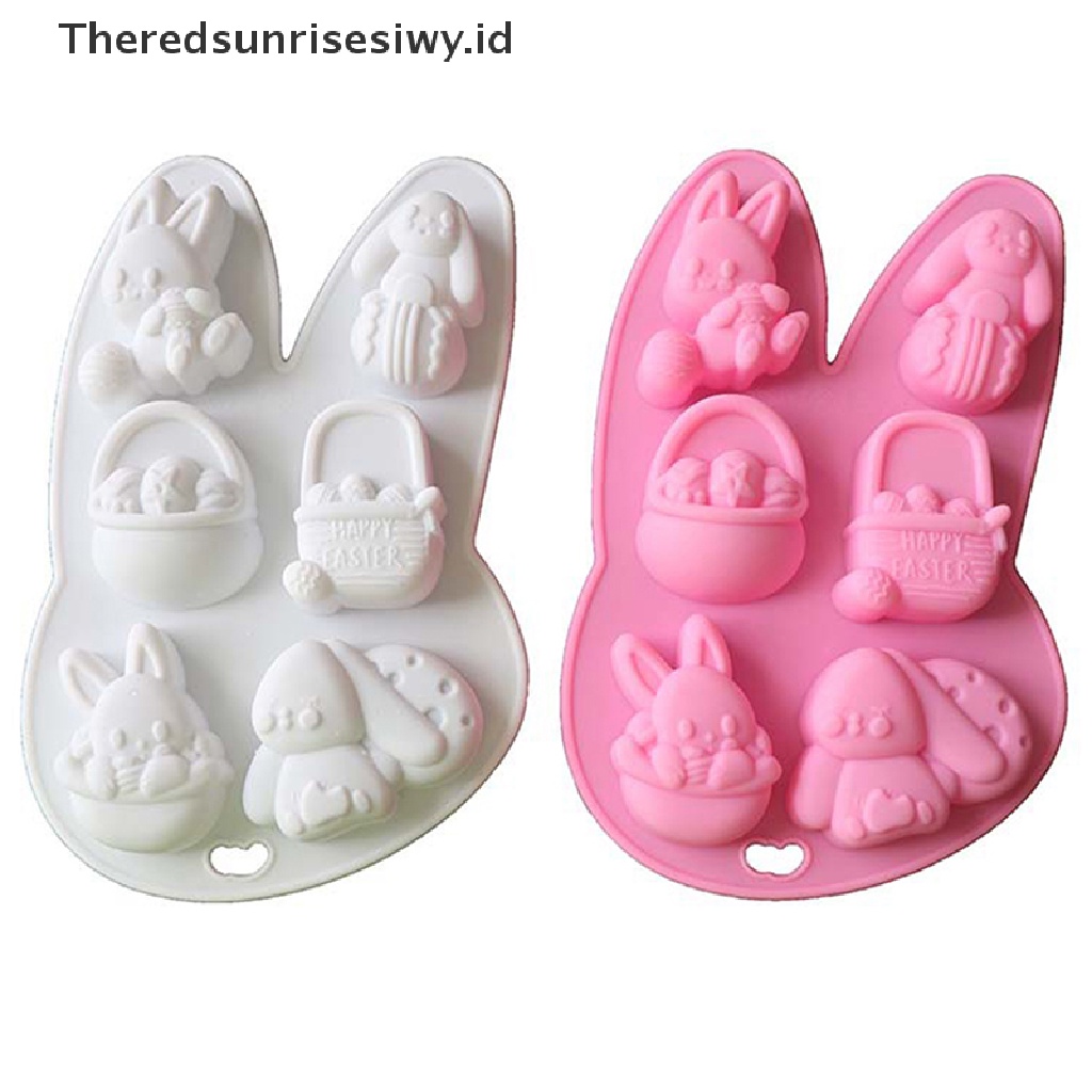 # Baju Lebaran # Easter Silicone Mold Rabbit Cetakan Sabun Permen Kue Coklat Telur Berwarna~