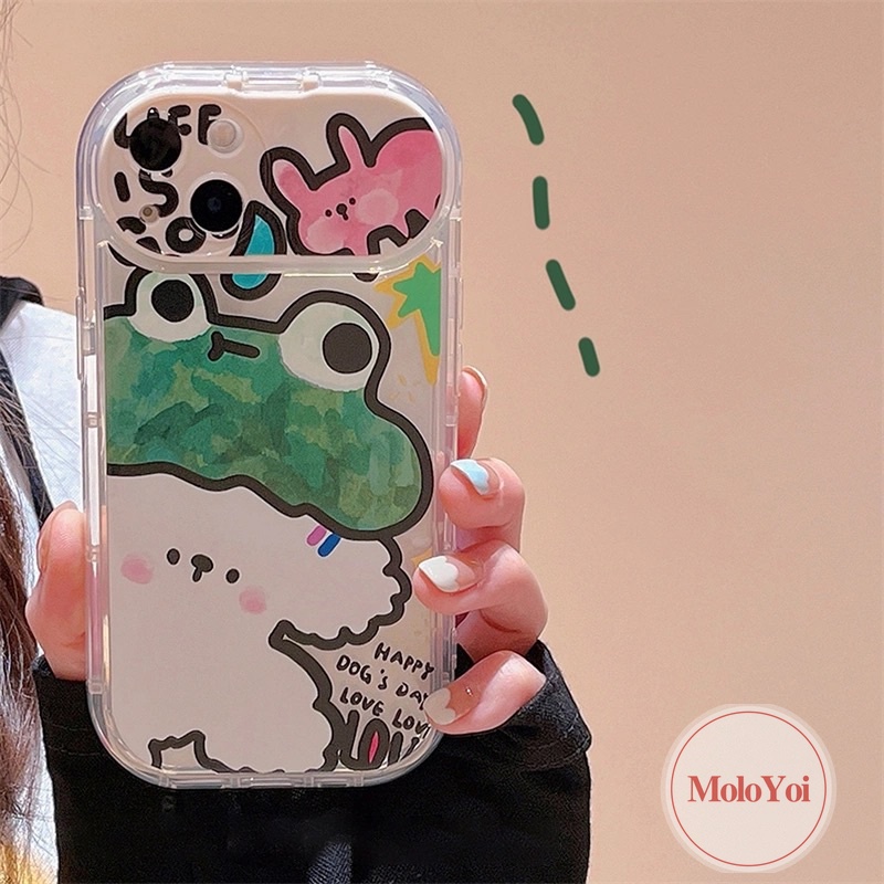 IPHONE Flip Make Up Mirror Case Kompatibel Untuk Iphone14 11 12 13 Pro MAX XR 7 8 14 Plus X XS MAX SE 2020 Graffiti Lucu Kartun Hewan Kodok Anjing Kelinci Soft Case