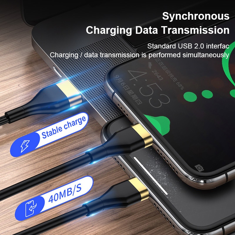 Kabel USB 5A Tipe C Fast Charging Micro USB Wire Untuk Tipe C Micro USB 2in1 Retractable Charge Cord