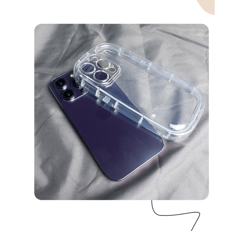 IPHONE Casing Kamera Quake-proof Transparan Simple Canggih Dengan Empat Sudut Untuk Iphone14 13 12 11 X XS Max XR 78 Plus Penutup Belakang Anti Jatuh