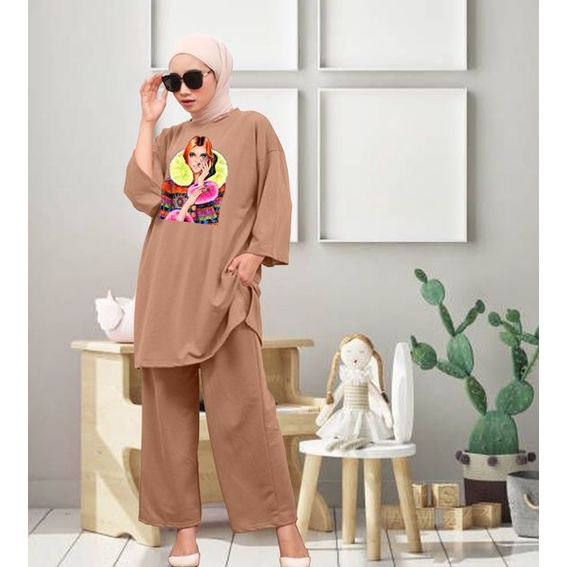 SETCEL OVERSIZE WANITA DTF CEWEK SHALL / SETELAN CELANA OVERSIZE TERBARU