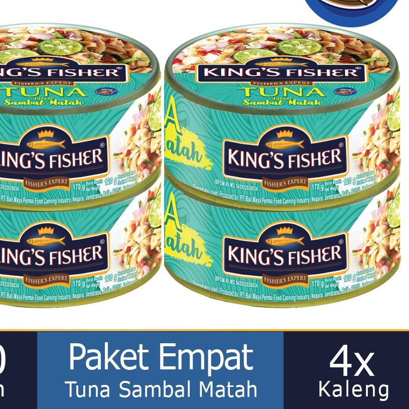 

☝ Paket 4 Pcs King's Fisher Tuna Sambal Matah Daging Tuna Makanan Kaleng 170 g ✾