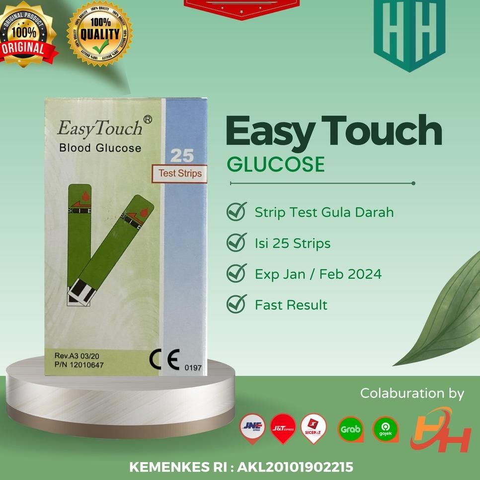 ۝ Easy Touch Strip Alat Cek dan Tes Gula Darah isi 25 Strips / EasyTouch Blood Glucose Test Strip ➸