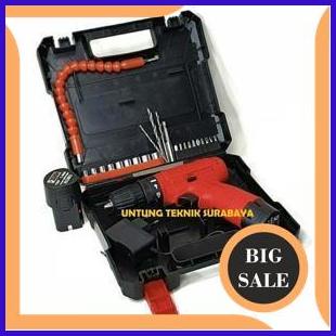 perkakas HDT CDD 405 Mesin Bor Cordless Cas Charger 12V Set Mata Obeng Baterai 1F3B23