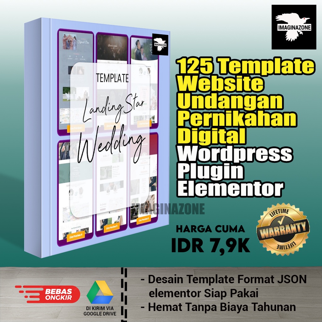 Template Undangan Digital Wordpress Plugin Elementor LANDING STAR WEDDING - 125 Template Siap Edit |