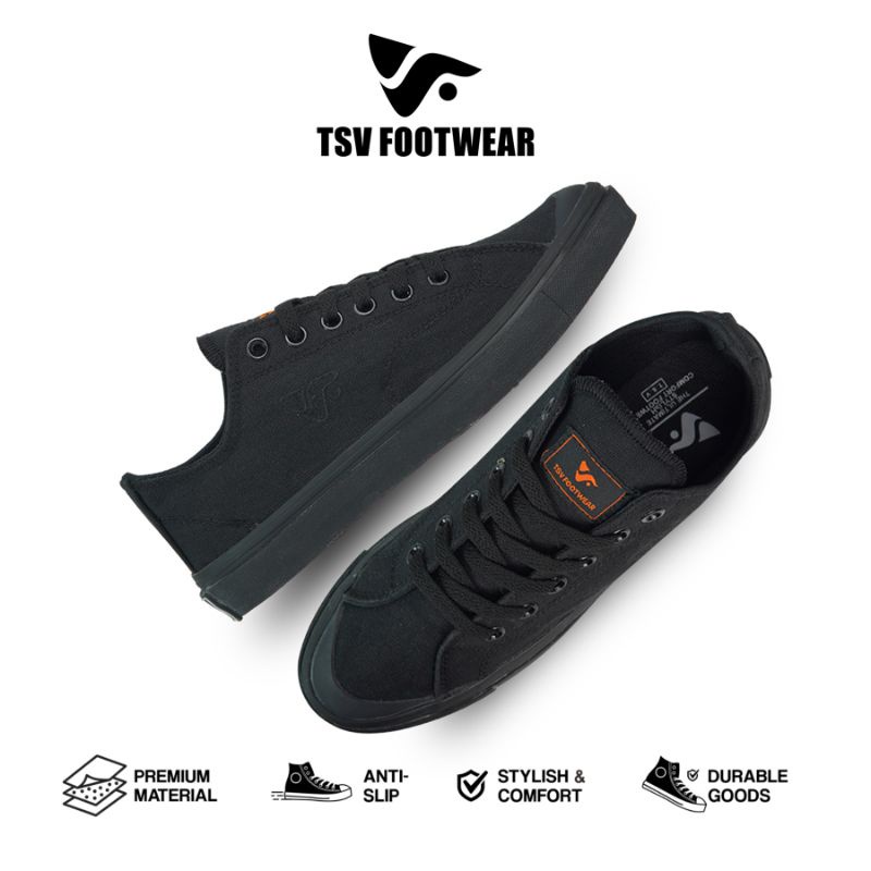 SEPATU_TSV_ RIVERY FULL BLACK UNISEX ORIGINAL LOKAL BRAND_SEPATU HITAM KEREN SEPATU LOKAL BRAND_SEPA