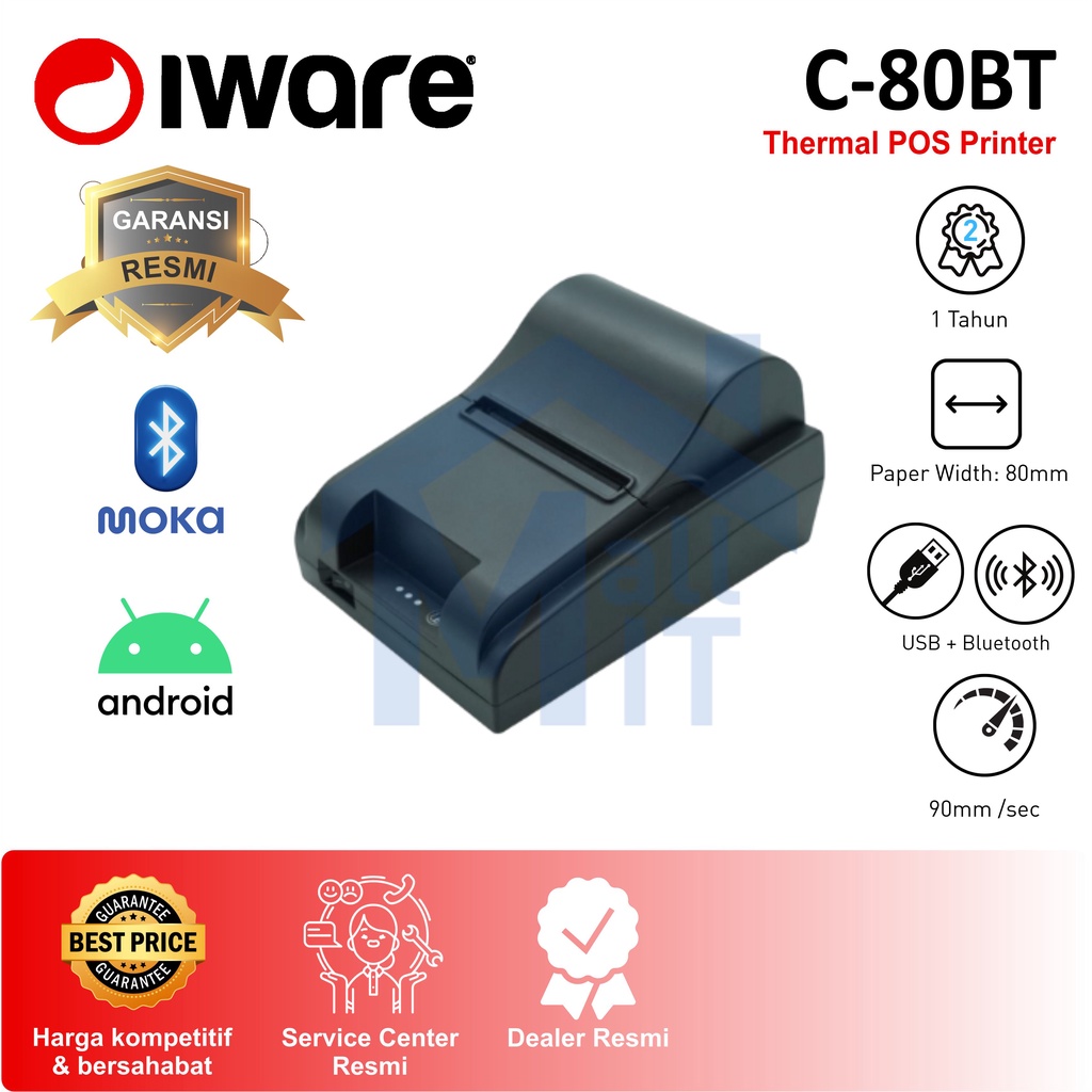 (Bisa Cod) IWARE PRINTER KASIR BLUETOOTH C80BT C80 BT C80-BT 80mm ANDROID THERMAL