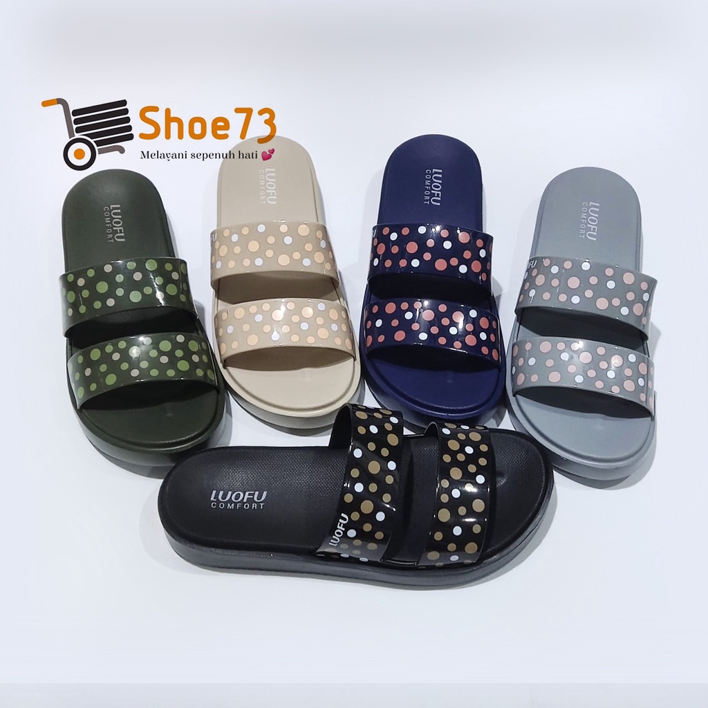 LUOFU E 7199 A1S-B60 NEW SIZE 36-40 ORIGINAL l Sandal Selop ban 2 jelly wanita l Sendal kokop cewek impor