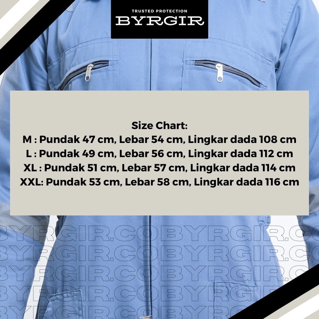 BYRGIR Safety Wearpack Baju Kerja Bengkel Seragam Coverall Proyek Wearpack Model Terusan Langsungan Polos Terusan AtasanBahan Ketelpak Twill